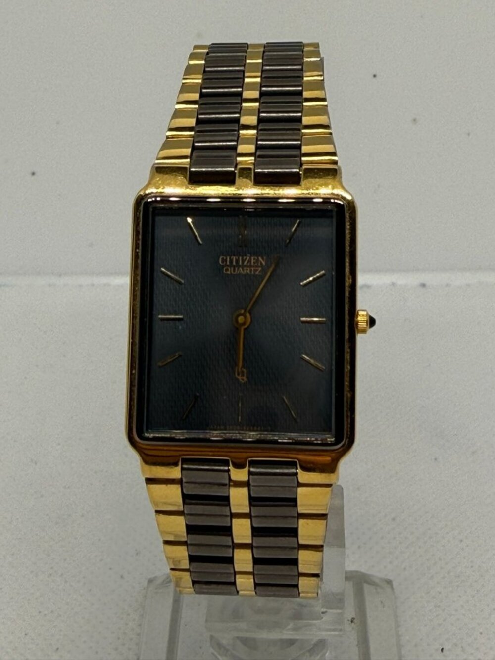 Citizen Vintage Tank Gold-Tone Black Dial Rectangular Quartz Watch 2828-299009